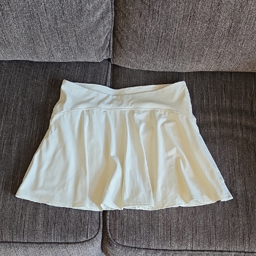 Women's white flared ruffle tennis athletic skirt